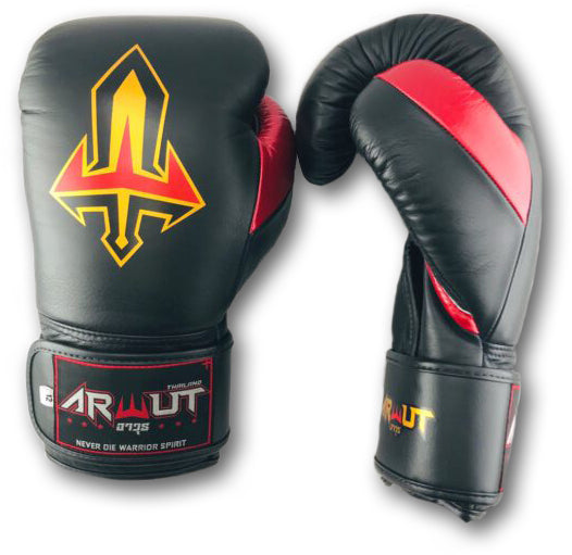 Arwut Fight Gear 'Black Edition' Muay Thai Boxing Glove BG2 (Black/Red)-Australian Fight Factory