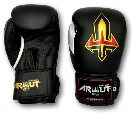Arwut Fight Gear 'Black Edition' Muay Thai Boxing Glove BG2 (Black/White)-Australian Fight Factory